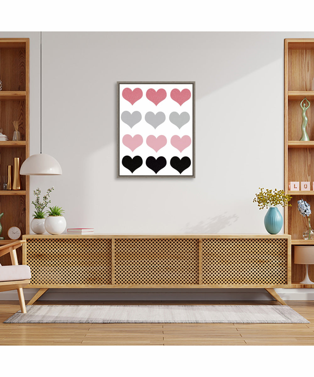 Framed Hearts by Ashley Singleton Canvas Wall Art Print (23  W x 28  H), Sylvie Greywash Frame
