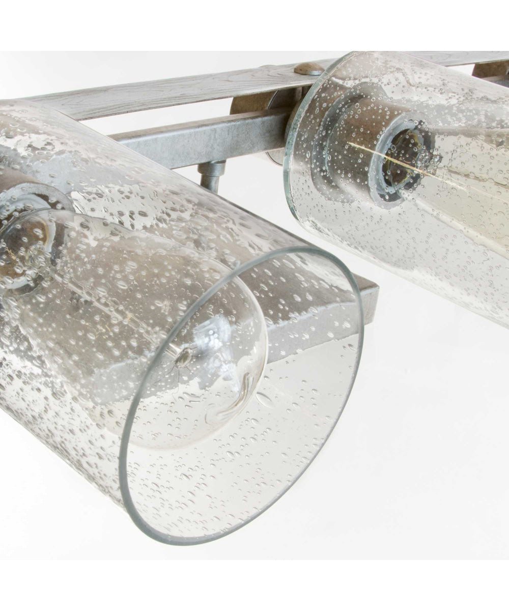 Gulliver 4-Light Clear Seeded Glass Coastal Bath Vanity Light Galvanized Finish