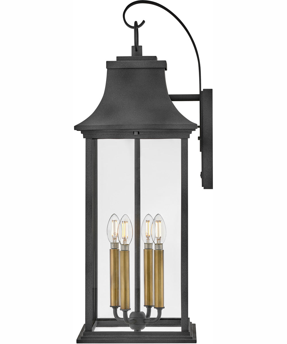 Adair 4-Light Extra Large Wall Mount Lantern in Aged Zinc