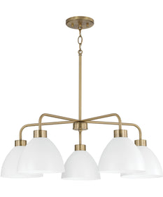 Ross 5-Light Chandelier Aged Brass and White