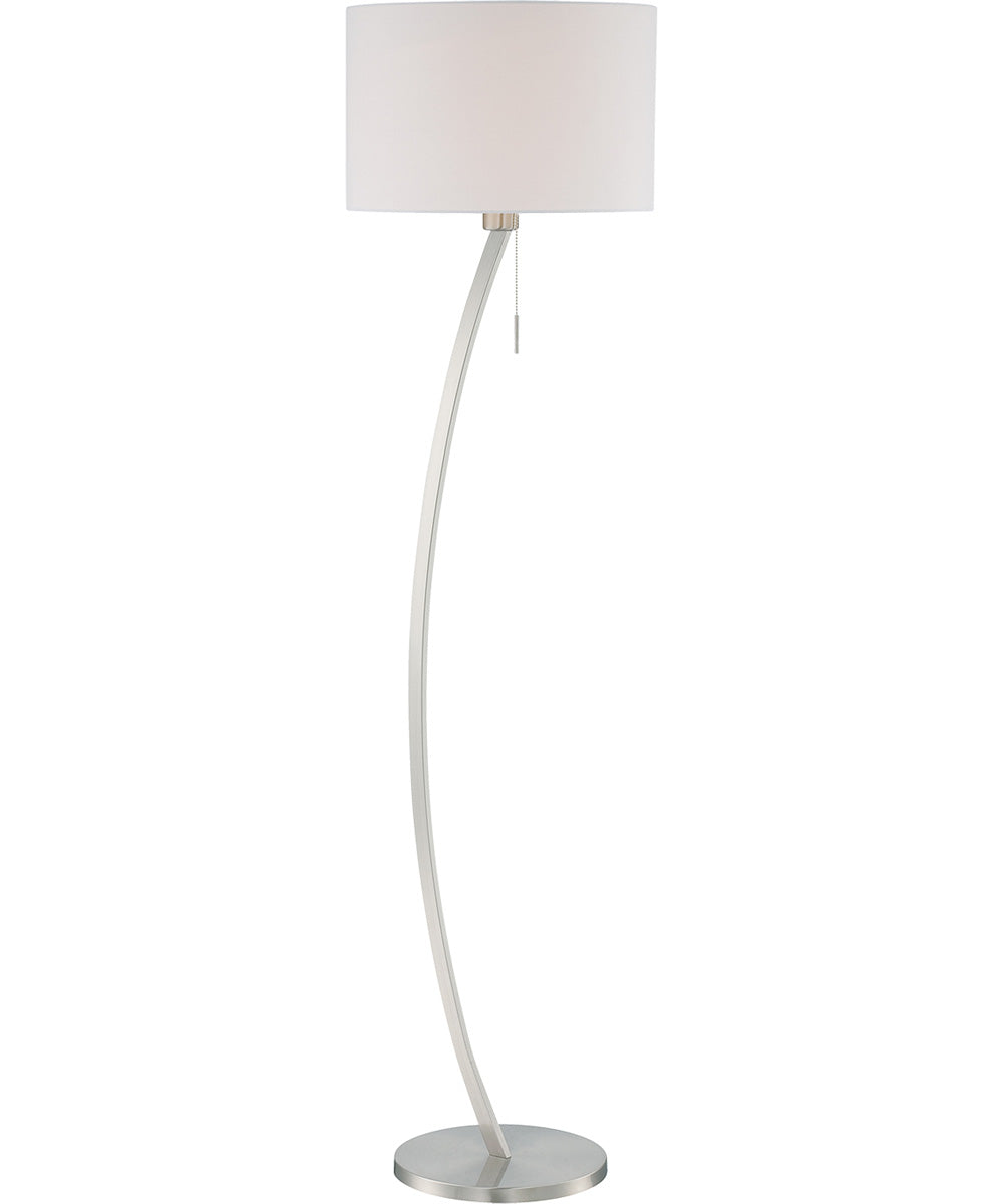 Lilith 1-Light Floor Lamp Satin Chrome/White Fabric Shade