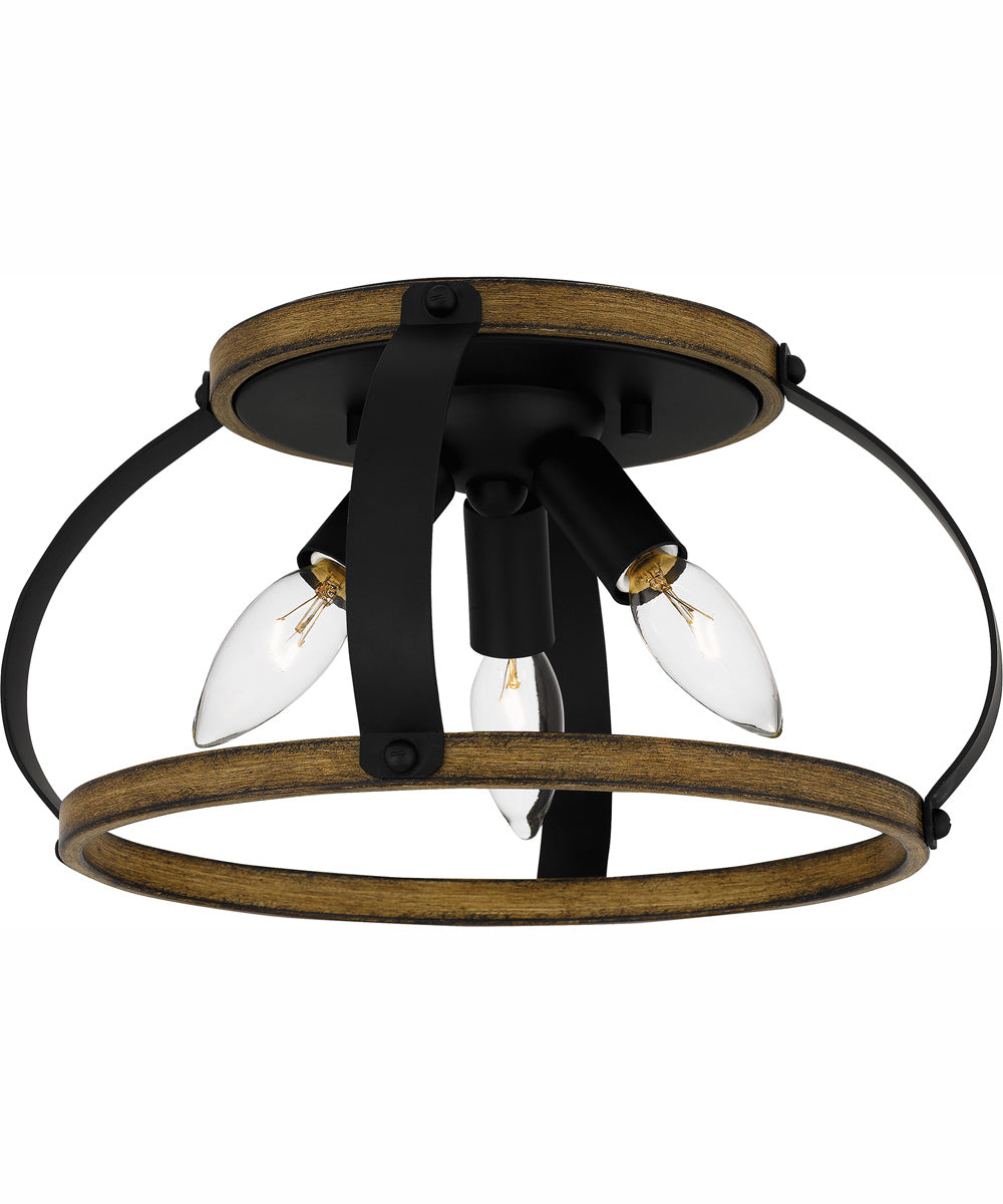 Quoizel Flush Mount Medium 3-light Flush Mount Matte Black