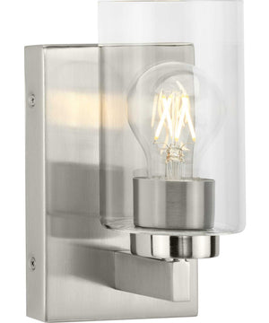 Goodwin 1-Light Modern Vanity Light with Clear Glass Brushed Nickel