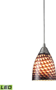 5"W Arco Baleno 1-Light LED Pendant Satin Nickel/Coco Glass