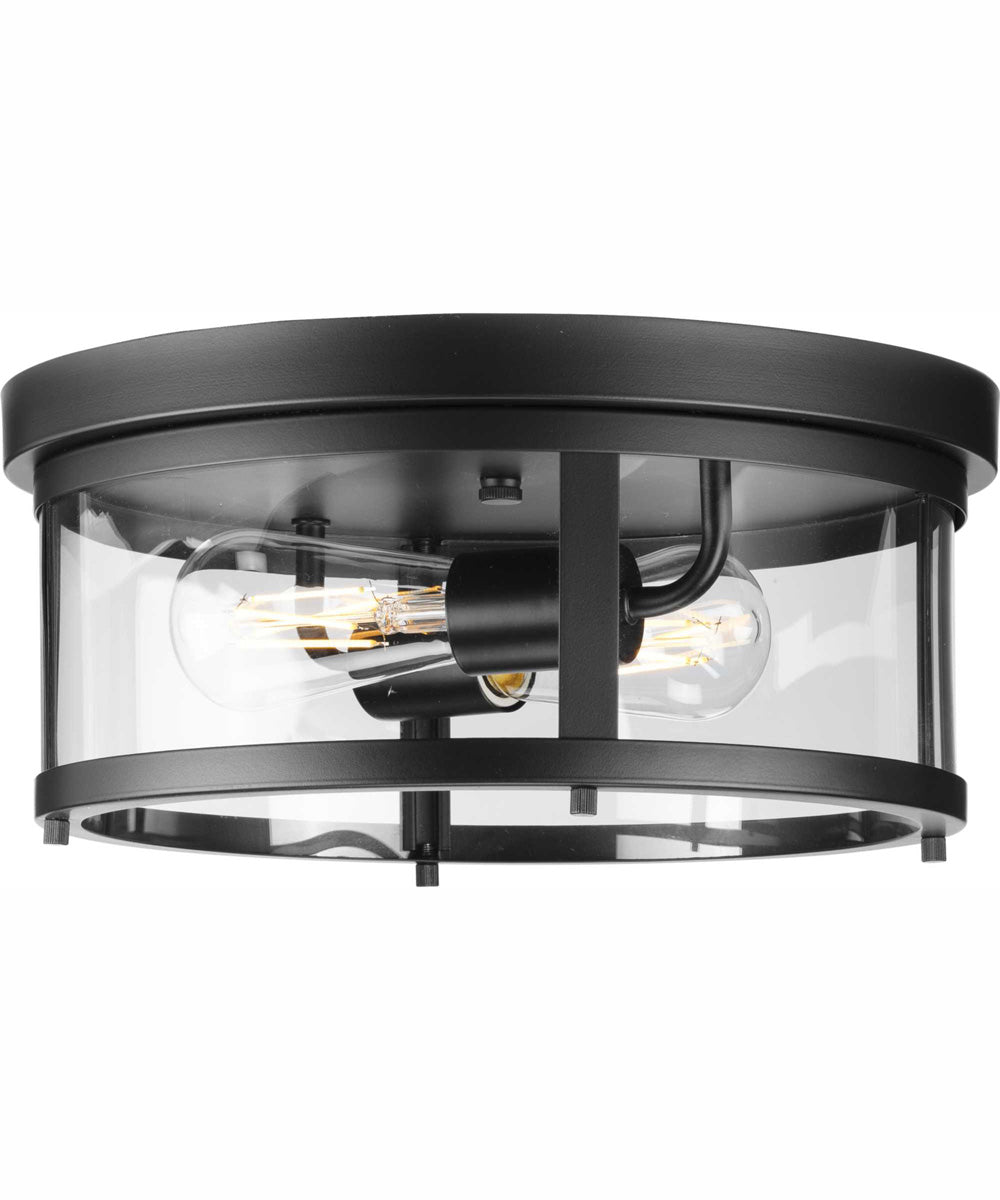 Gunther 2-Light Modern Farmhouse Flush Mount Light Matte Black