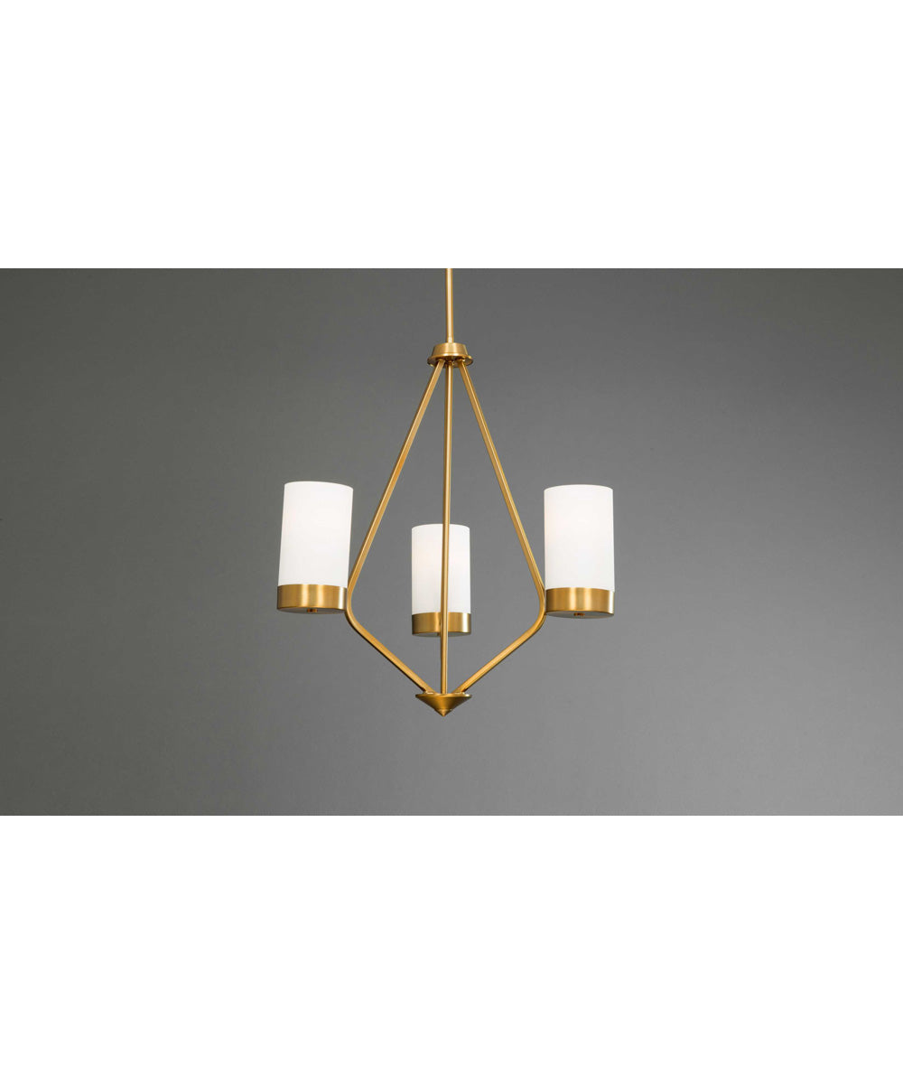 Elevate 3-Light Etched White Glass Mid-Century Modern Chandelier Light Brushed Bronze