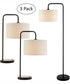 Orea 1-Light 3Pcs Floor & Table Lamp Set Black/Linen Shade