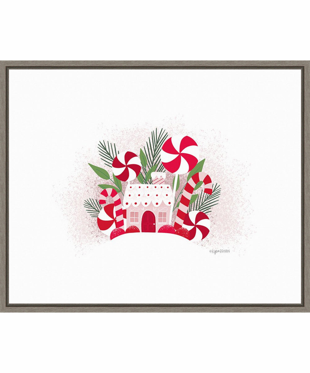 Framed Peppermint Cottage by Kyra Brown Canvas Wall Art Print (28  W x 23  H), Sylvie Greywash Frame