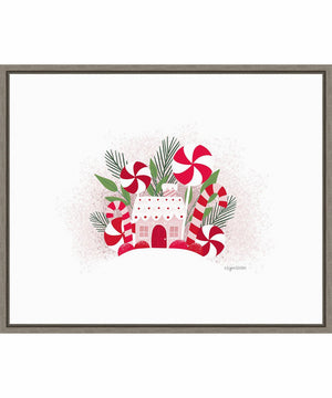Framed Peppermint Cottage by Kyra Brown Canvas Wall Art Print (28  W x 23  H), Sylvie Greywash Frame