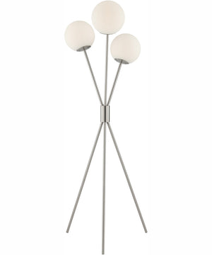 Lancy 3-Light 3-Light Floor Lamp Brushed Nickel/Frost Glass