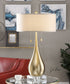 31"H Lagrima Brushed Brass Lamp