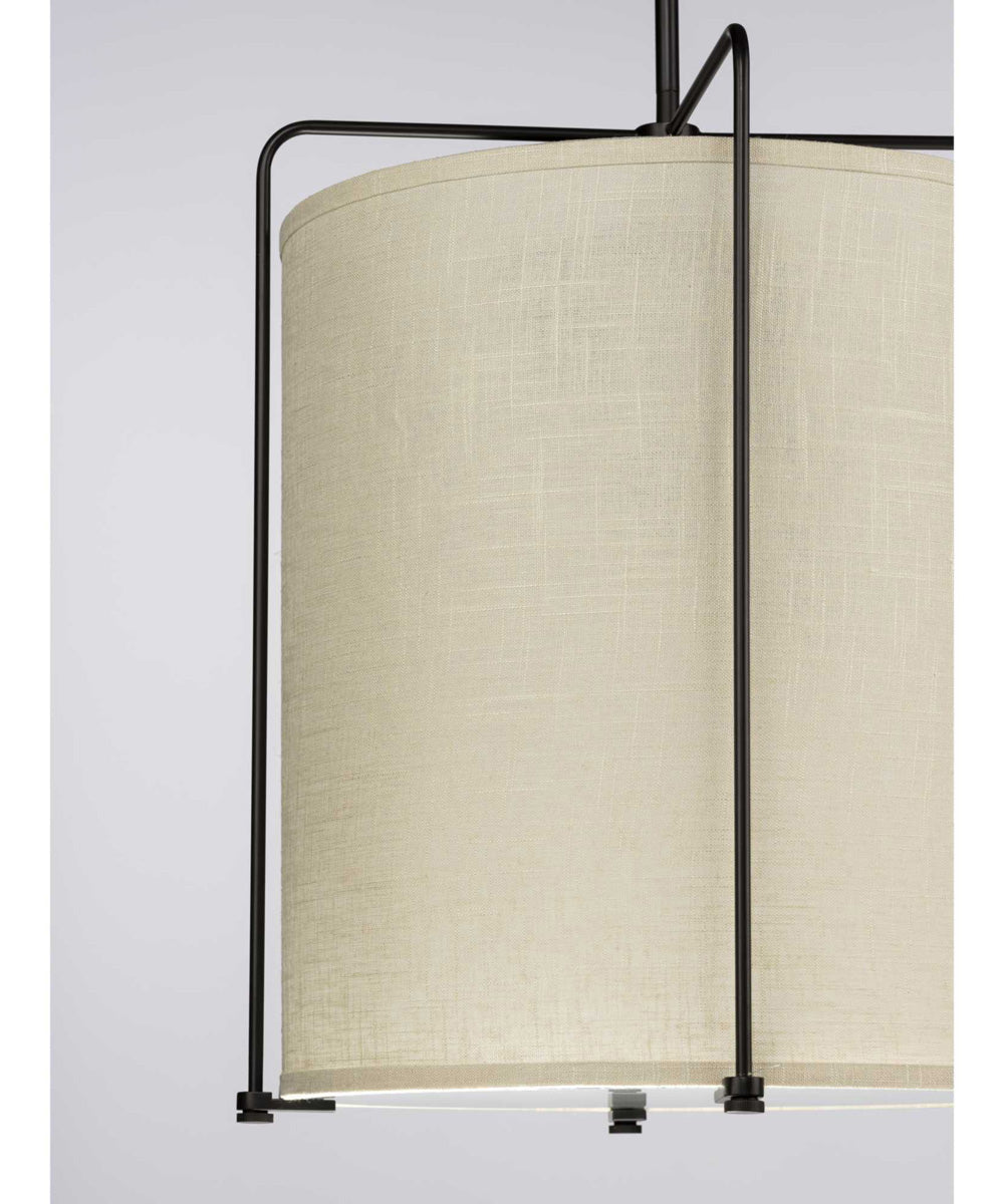 Kempsey 3-Light Harvest Linen Shade Farmhouse Pendant Light Antique Bronze