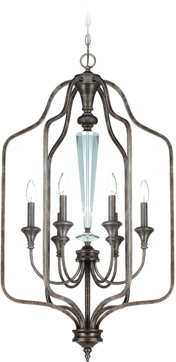 21"W Boulevard 6-Light Foyer Light Mocha Bronze/Silver Accents