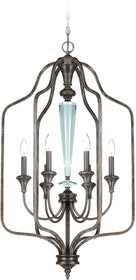 21"W Boulevard 6-Light Foyer Light Mocha Bronze/Silver Accents