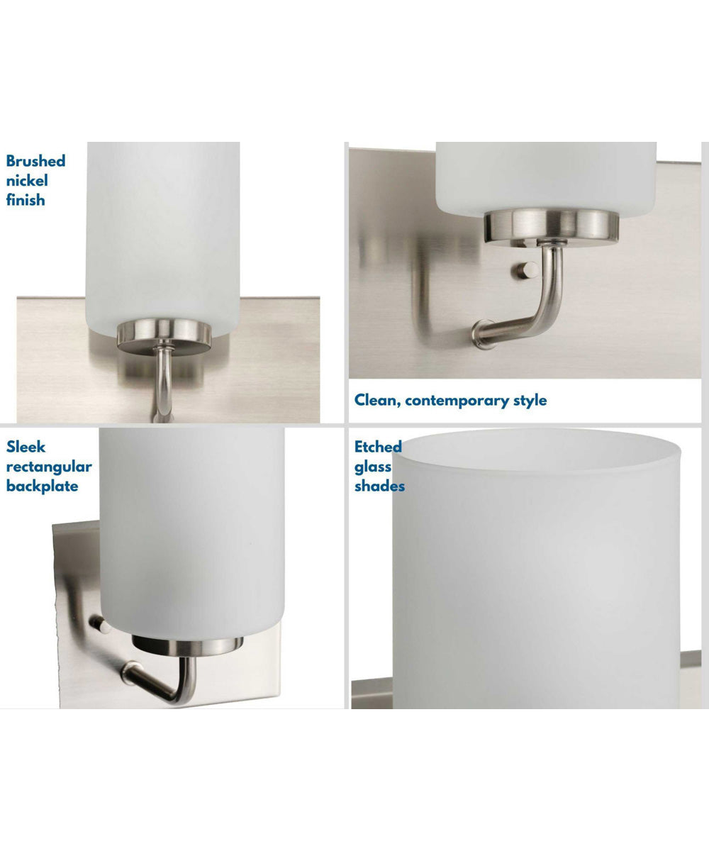 Merry 3-Light Etched Glass Transitional Style Bath Vanity Wall Light Brushed Nickel