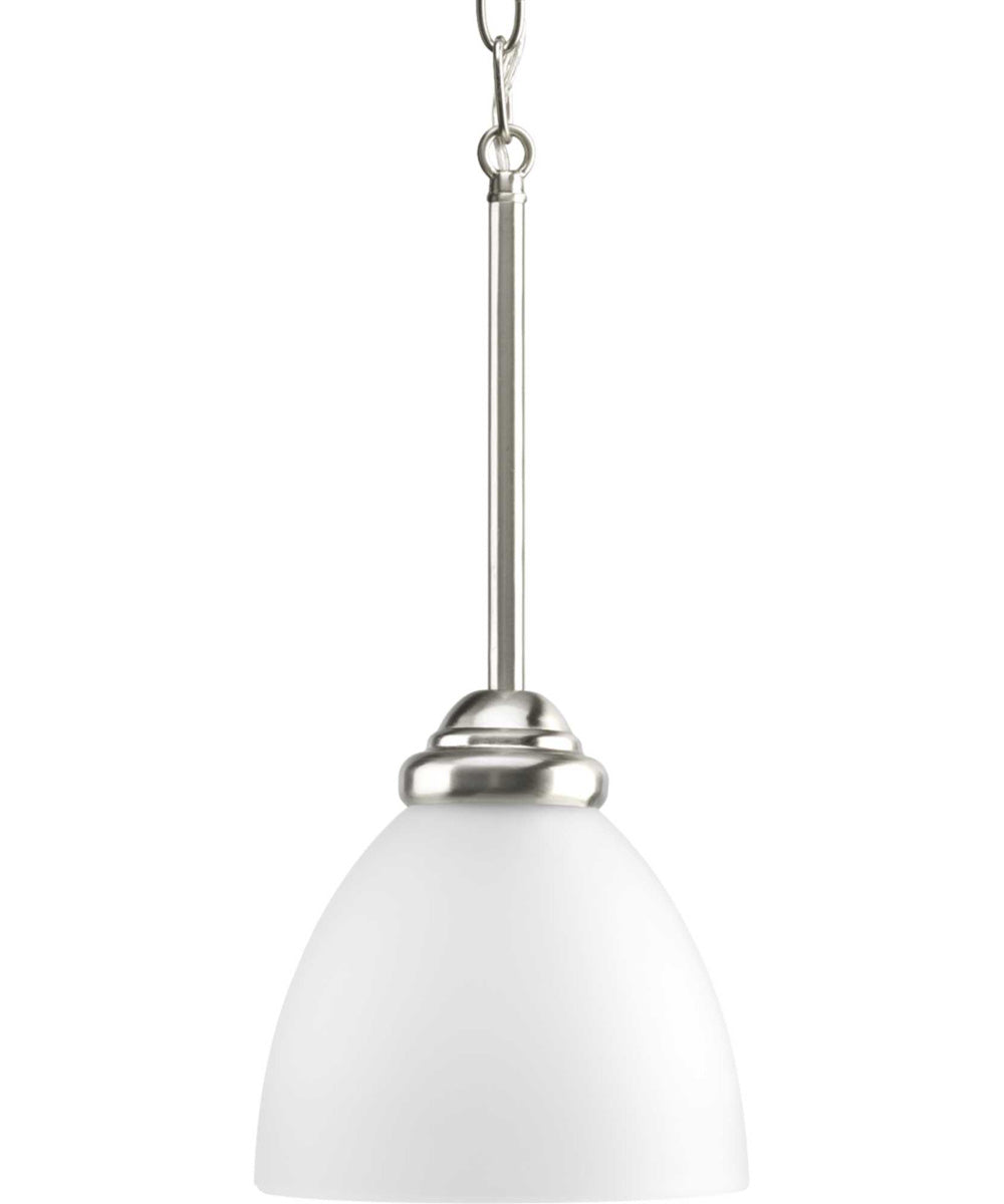 Heart 1-Light Etched Glass Traditional Mini-Pendant Light Brushed Nickel