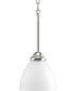 Heart 1-Light Etched Glass Traditional Mini-Pendant Light Brushed Nickel
