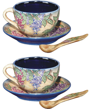 2.75 Inch H Grape Vine 2-Piece Hand Painted Porcelain Cup And Saucer Set