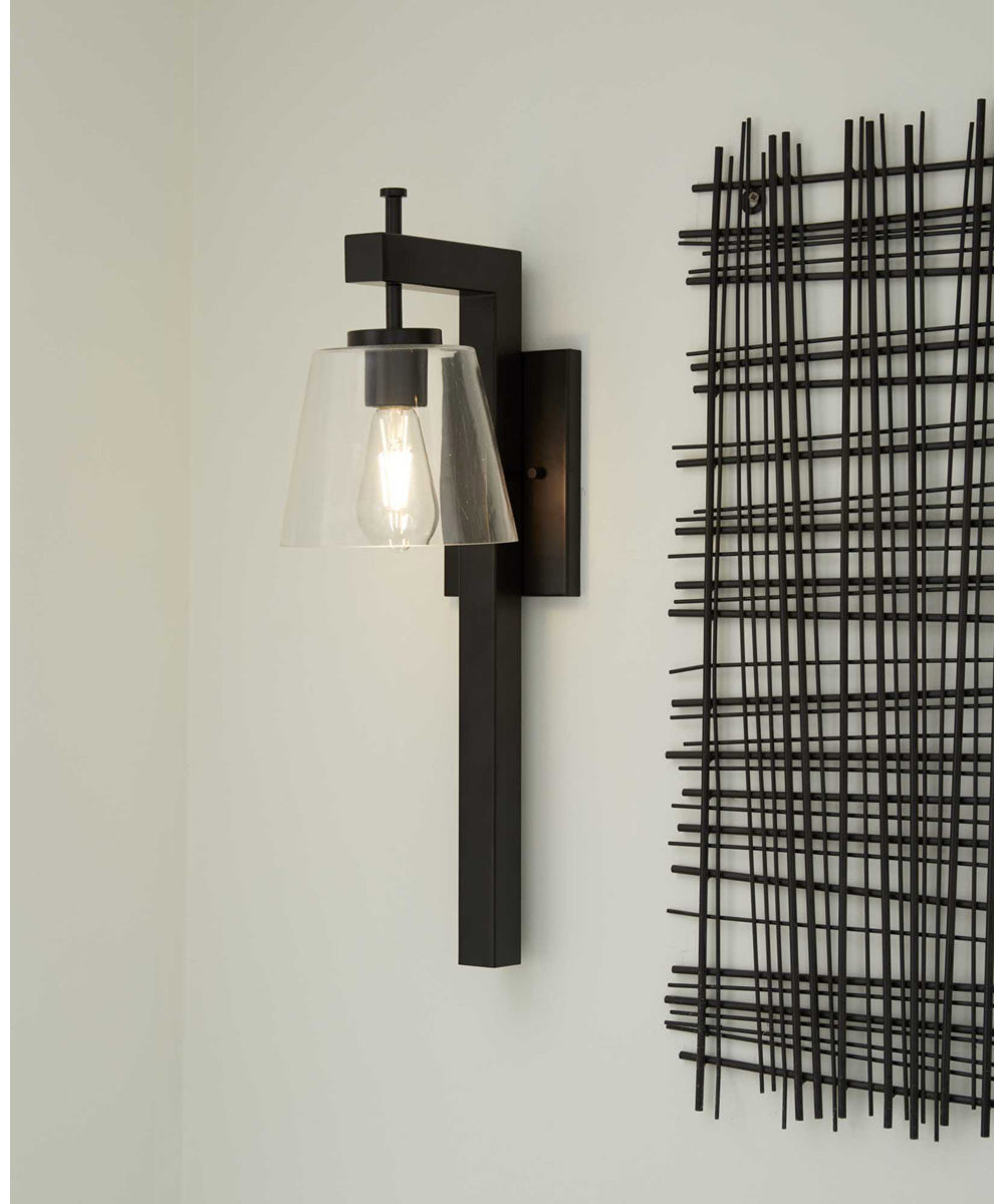 Saffert 1-Light New Traditional Clear Glass Wall Light Matte Black