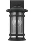 Mission Hills 1-Light Outdoor Wall Mount In Black With Antiqued Seeded Glass
