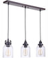 Foxwood 3-Light Linear Pendant Flat Black/Dark Teak