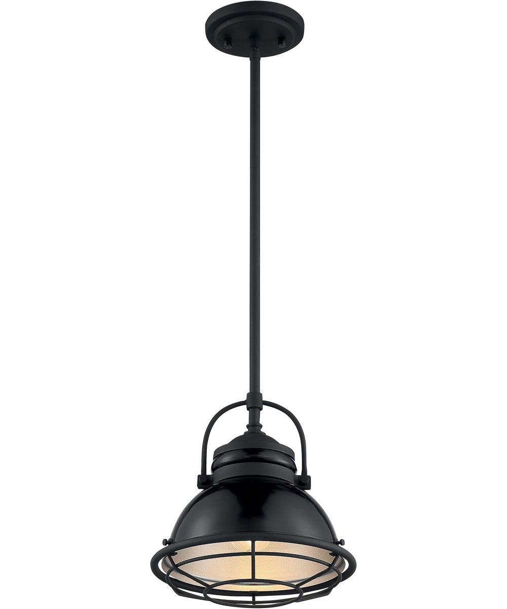 10"W Upton 1-Light Pendant Gloss Black / Silver