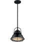 10"W Upton 1-Light Pendant Gloss Black / Silver