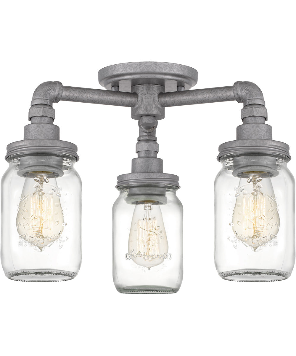 Squire 3-light Semi Flush Mount Galvanized