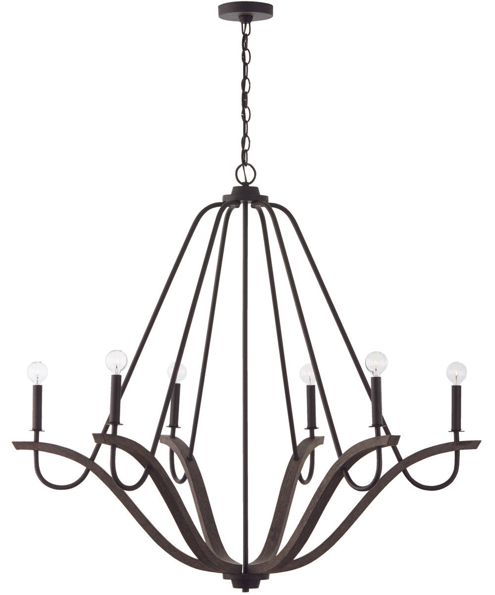 Clive 6-Light Chandelier Carbon Grey and Black Iron