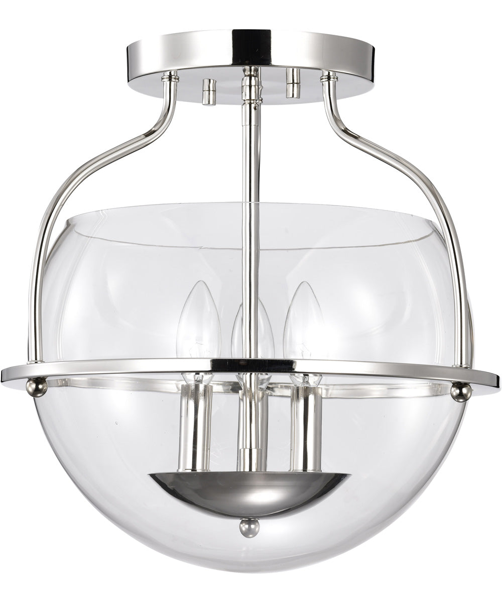 Amado 3-Light Close-to-Ceiling Polished Nickel