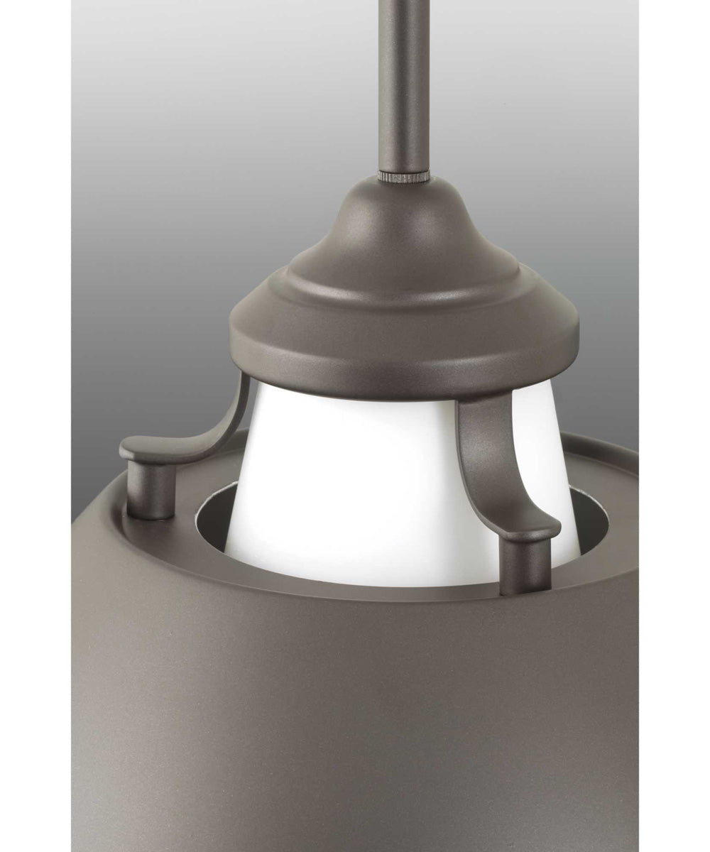 Carbon 1-Light Etched White Glass Mid-Century Modern Pendant Light Graphite