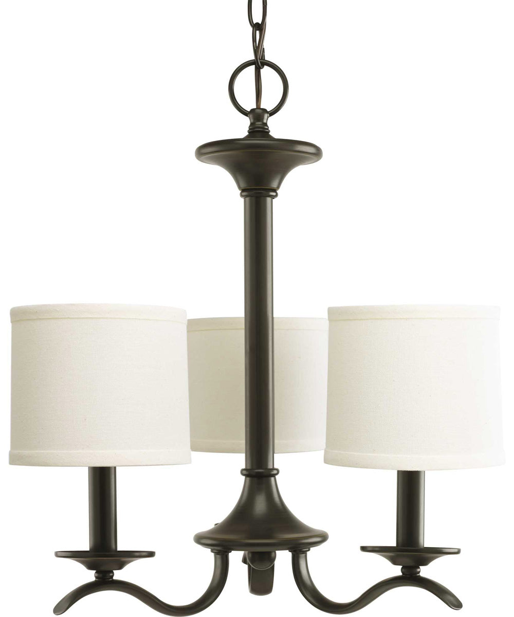 Inspire 3-Light Off-White Linen Shade Traditional Chandelier Light Antique Bronze