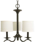 Inspire 3-Light Off-White Linen Shade Traditional Chandelier Light Antique Bronze