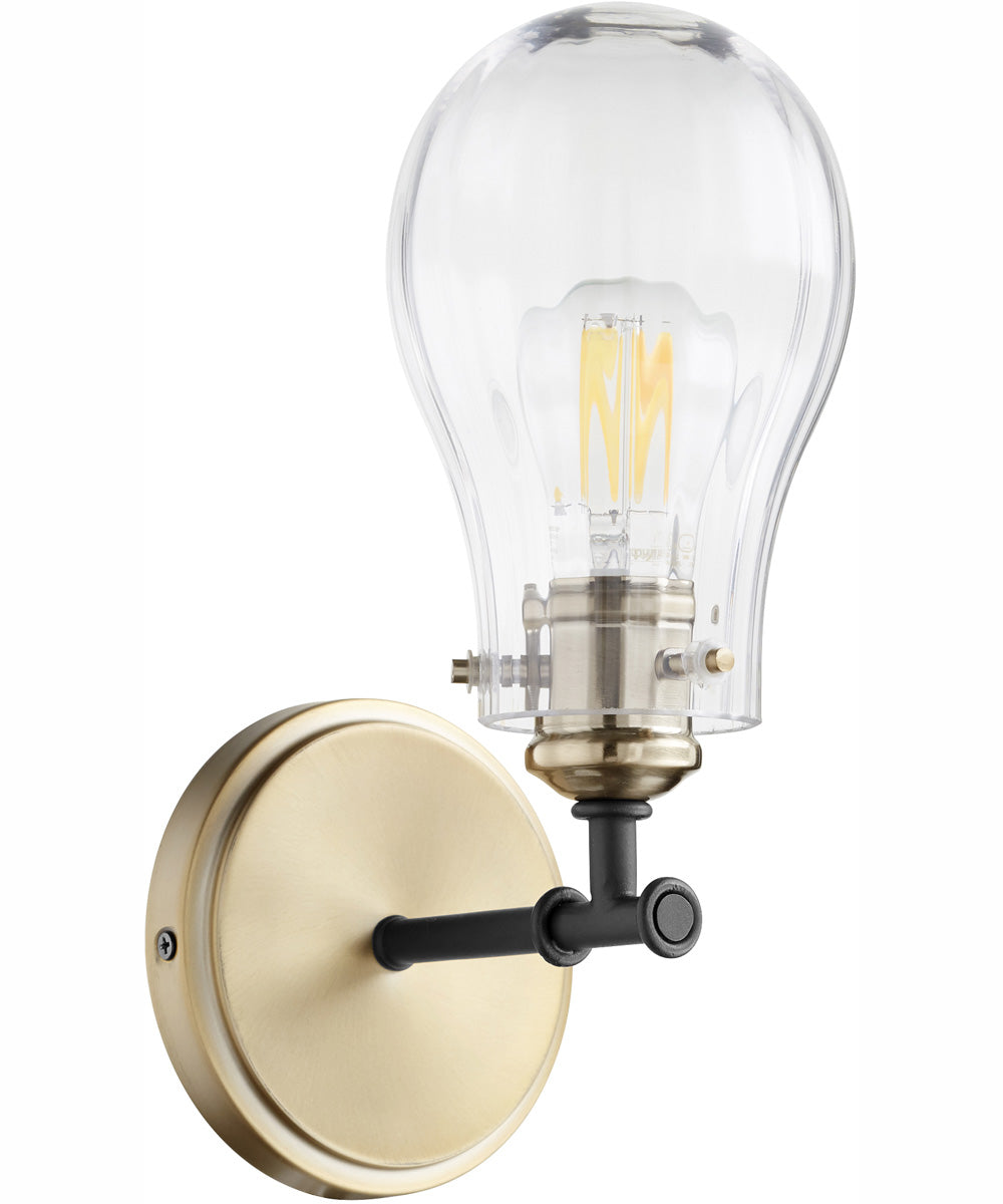 1-light Wall Mount Light Fixture Textured Black w/ Aged Brass