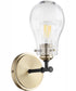 1-light Wall Mount Light Fixture Textured Black w/ Aged Brass