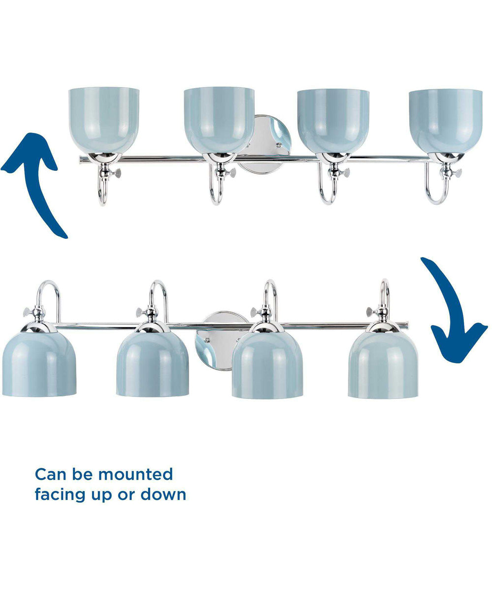 Dalton 4-Light Farmhouse Metal Shade Bath Vanity Light Polished Chrome