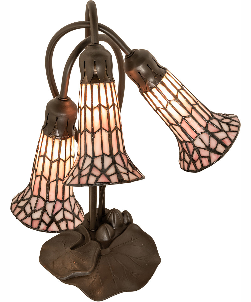 16" High Stained Glass Pond Lily 3 Light Accent Lamp