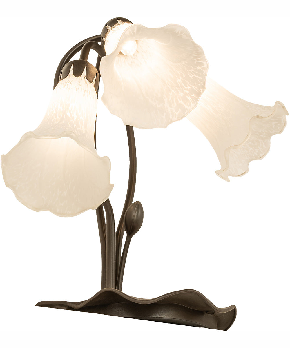 16" High White Tiffany Pond Lily 3 Light Accent Lamp