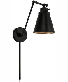 Shay 1-Light Plug In Sconce Matte Black, 6"W