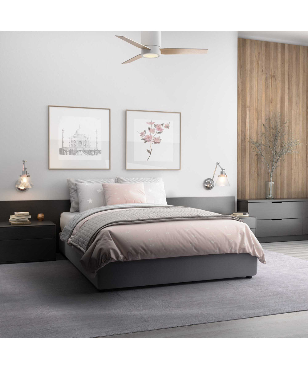 Braden 44" 3-Blade Matte White LED Mid-Century Modern Indoor Hugger Ceiling Fan Satin White