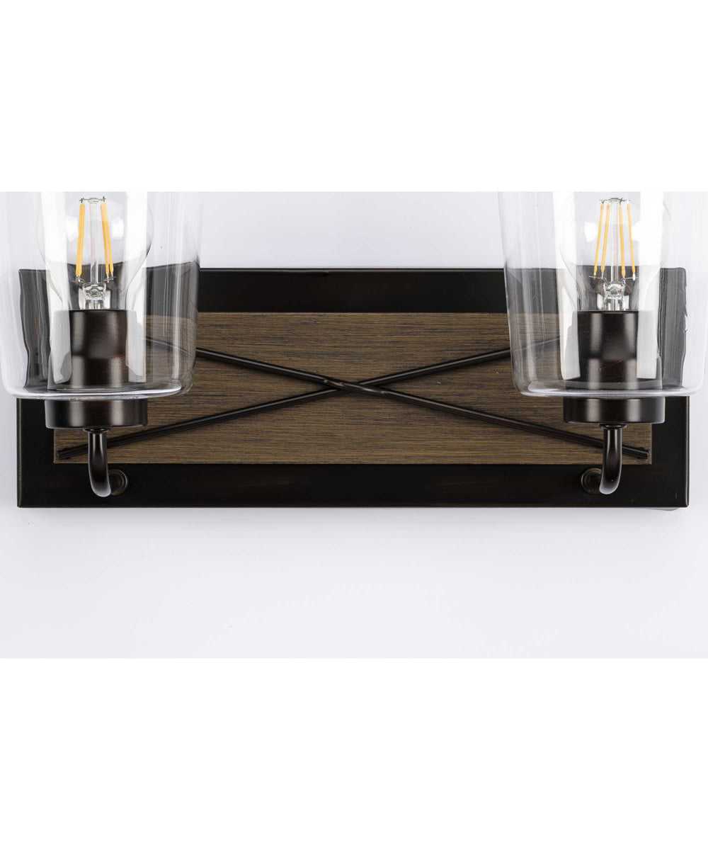 Briarwood 2-Light Clear Glass Coastal Bath Vanity Light Antique Bronze