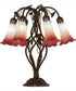 19" High Pink/White Tiffany Pond Lily 6 Light Table Lamp