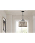 Lavelle 3-Light Mocha finish Rattan Convertible Semi-Flush Ceiling or Hanging Pendant Light Matte Black