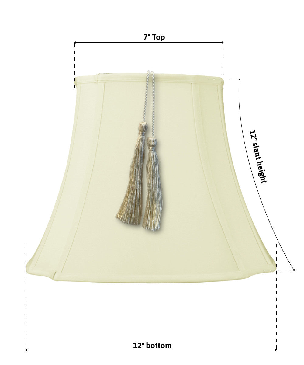 12"W x 12"H French Oval Piped Shantung Lamp Shade Tassel Eggshell