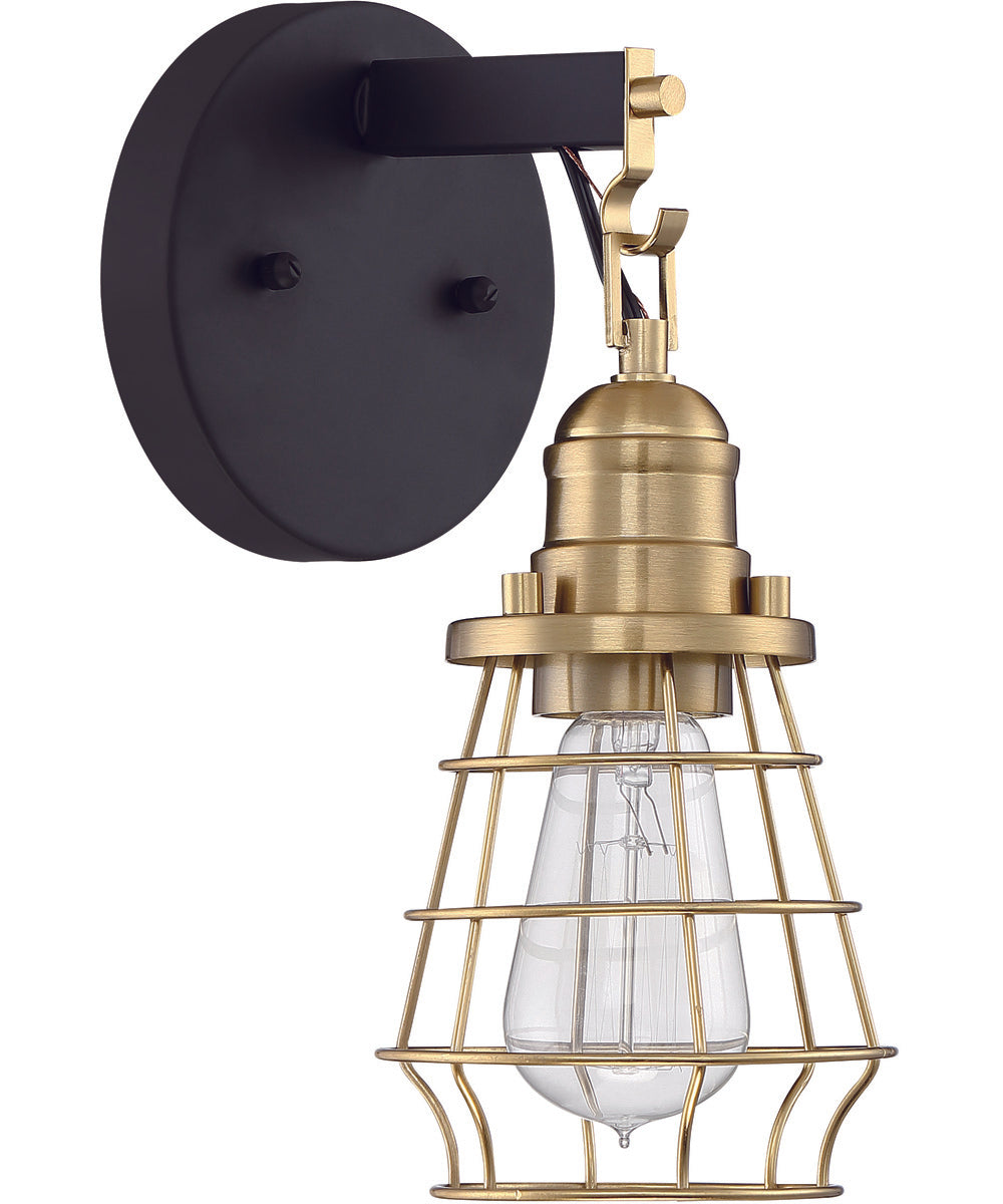 Thatcher 1-Light Wall Sconce Flat Black/Satin Brass