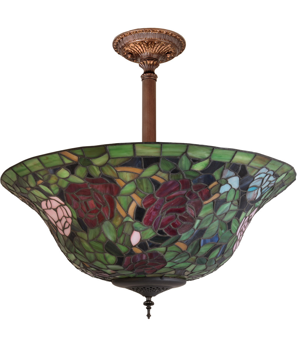 20"W Tiffany Rosebush Semi-Flushmount