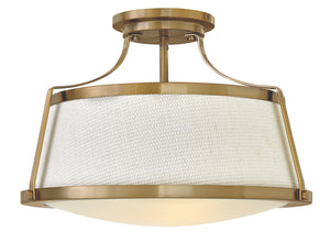 20"W Charlotte 3-Light Semi Flush Mount in Brushed Caramel