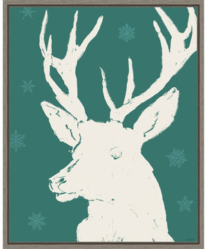 Framed Seasonal Shades V Reindeer by Anne Tavoletti Canvas Wall Art Print (23  W x 28  H), Sylvie Greywash Frame