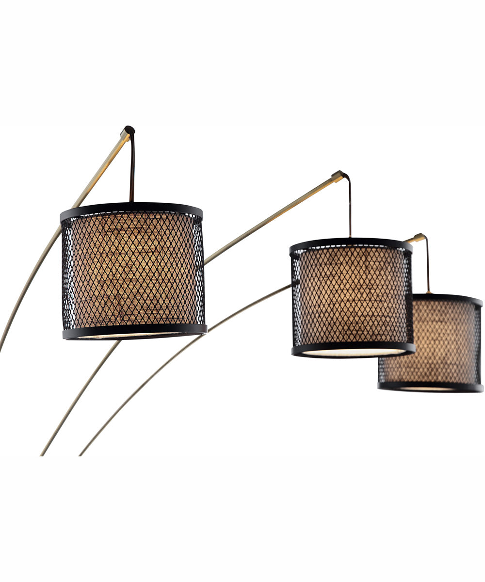 Elena 3-Light 3-Light Arch Lamp Coffee/Metal Net Shade/Fabric