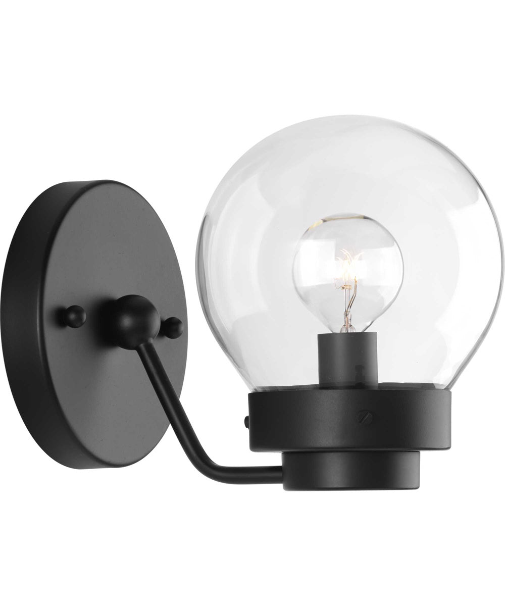 Spatial 1-Light Clear Glass Global Bath Vanity Light Matte Black